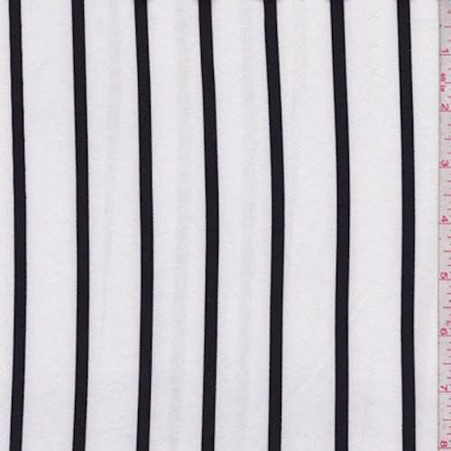 White/Black Stripe Double Brushed Jersey Knit