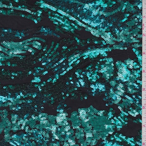 Turquoise Green Wave Sequin Tulle