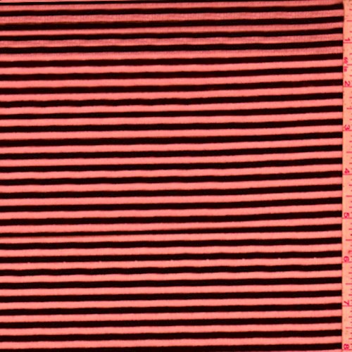 Day Glo Coral/Black Stripe T-Shirt Knit