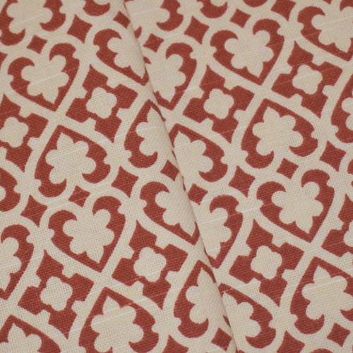 *5 7/8 YD PC -- Brick Red/Ivory Waverly Soul Mate Printed Slub Canvas Decorating Fabric DFW1948-X