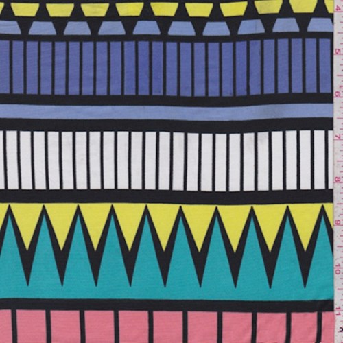 Violet Blue/Teal/Lime Geo Stripe Nylon Knit