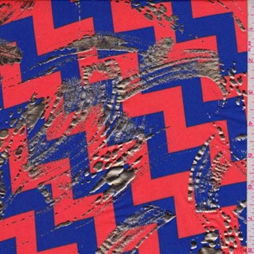 Salmon Red/Royal Chevron Nylon Knit