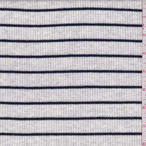 Heather Grey/Navy Stripe Rib Knit