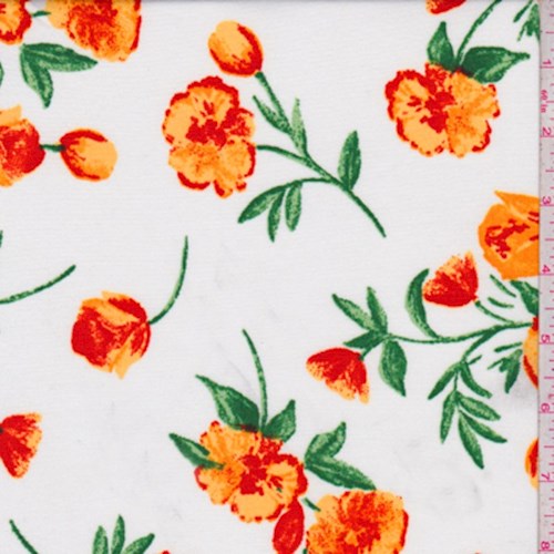 White/Apricot Tulip Print ITY Knit