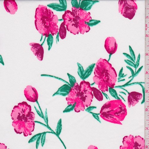 White/Pink Tulip Print ITY Knit