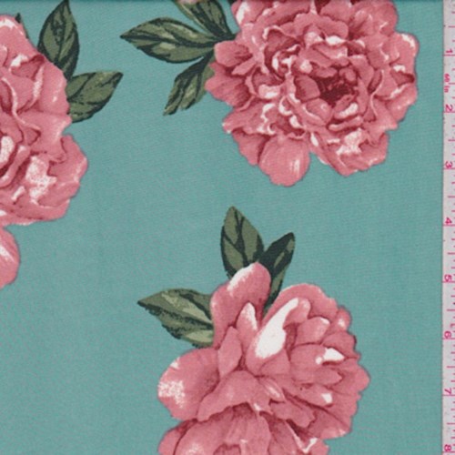 Aquamarine/Beige Peony ITY Knit