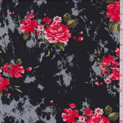 Black/Grey/Red Marble Floral ITY Knit