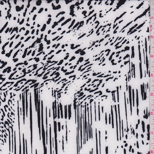White/Black Animal Print Block Nylon Knit