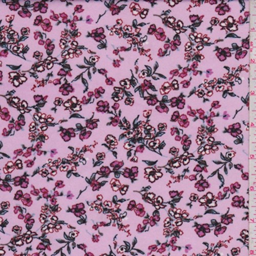 Pale Orchid Pink Mini Tossed Floral Nylon Knit