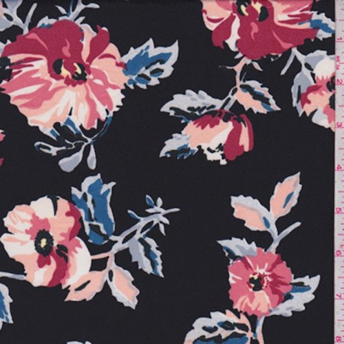 Black/Salmon Modern Floral ITY Knit
