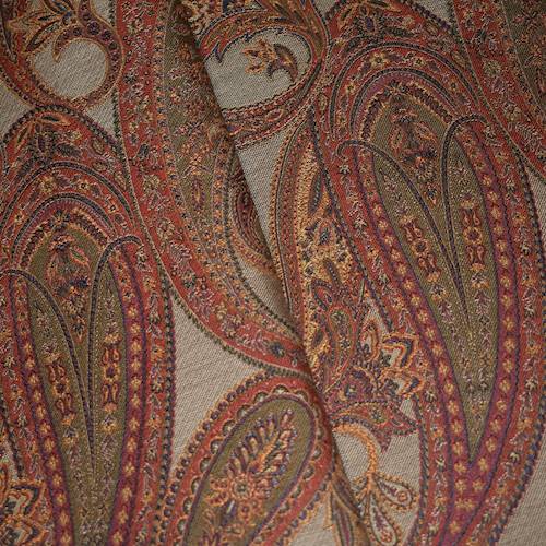 *6 7/8 YD PC -- Red/Orange/Multi Paisley Jacquard Home Decorating Fabric DFWX3472-X
