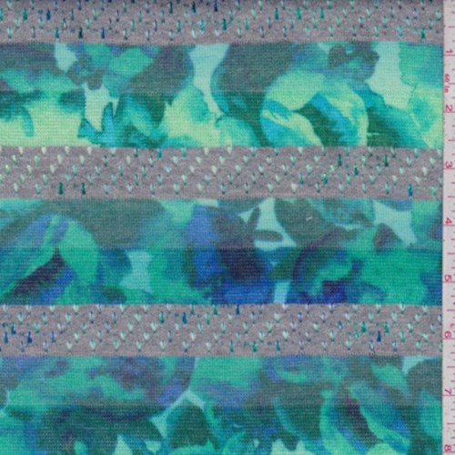 Emerald/Cobalt Botanical Sweater Jersey Knit
