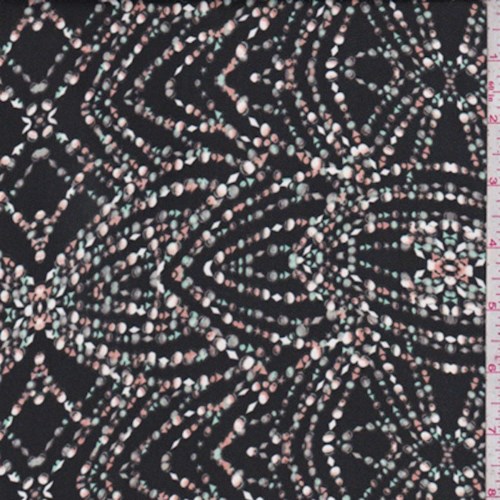 Black/Seafoam/Peach Bead Print Charmeuse