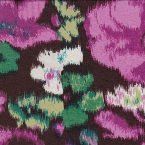 Cherry Brown/Fuchsia Ikat Floral Print Rayon Jersey Knit