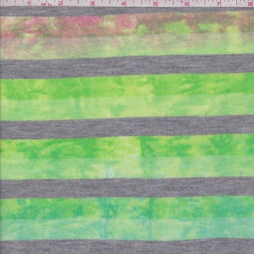 Fuchsia/Lime Tie Dye Stripe T-Shirt Knit