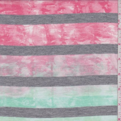 Mint/Coral Tie Dye Stripe T-Shirt Knit