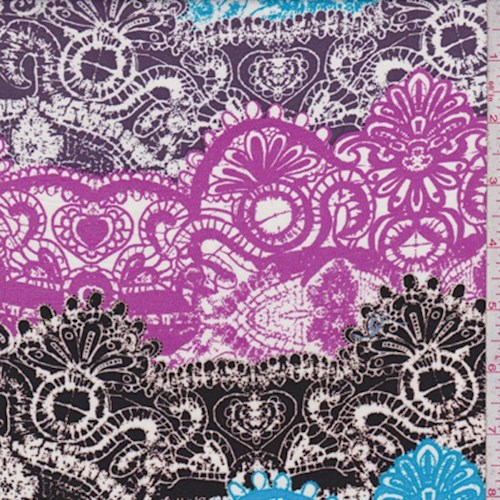 Aqua/Magenta Lace Print Challis