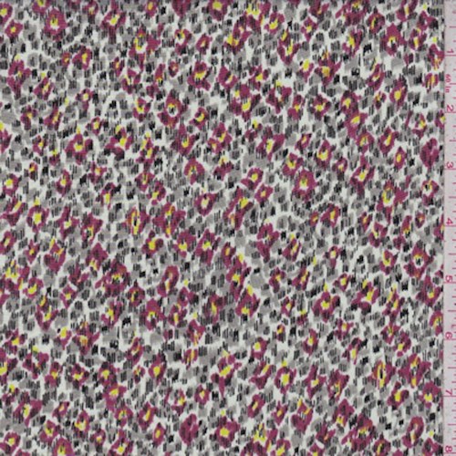 Grey/Fuchsia Mini Ikat Floral Print Challis