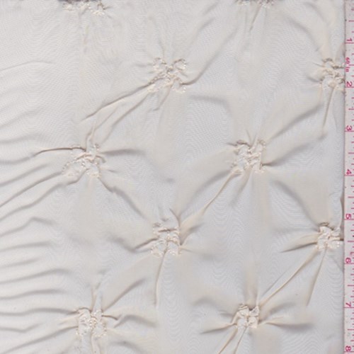 Champagne Floral Embroidered Ruche Taffeta