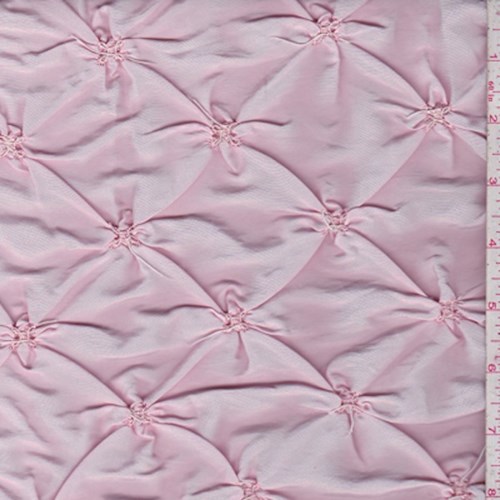 Baby Pink Floral Embroidered Ruche Taffeta