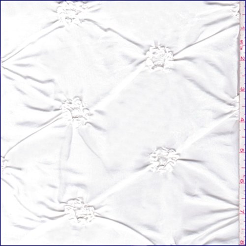 White Floral Embroidered Ruche Taffeta
