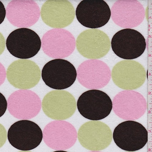 Brown/Pink/Sage Polka Dot Print Minky