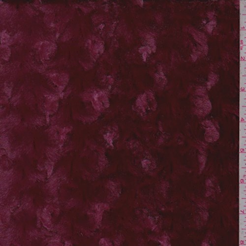 Cranberry Curly Minky Faux Fur Knit
