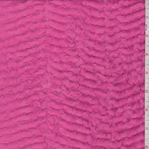 Neon Pink Chevron Minky Faux Fur Knit