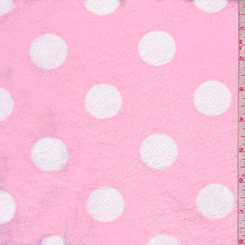 Pink/White Polka Dot Print Minky
