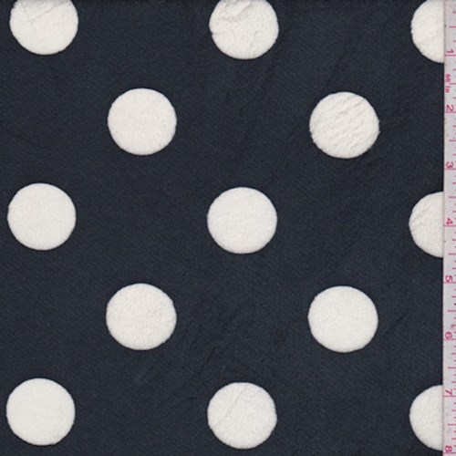 Dark Navy/White Polka Dot Print Minky