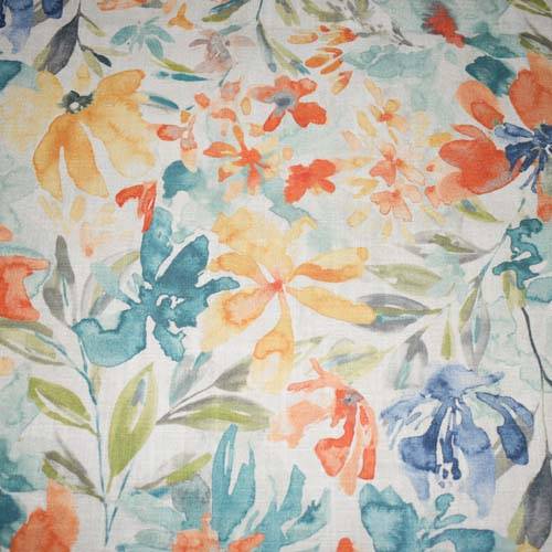 Yellow/Green/Multi Floral Printed Slub Woven Decor Fabric DFW58885