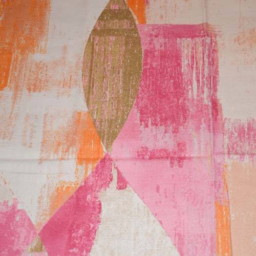 Pink/Beige/Multi Abstract Printed Basketweave Decor Fabric DFW58902