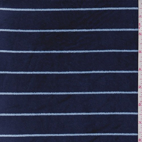 Navy/Sky Stripe Velour Knit