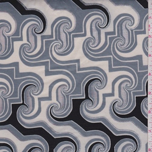 Parchment/Silver/Black Scroll Activewear/Swimwear
