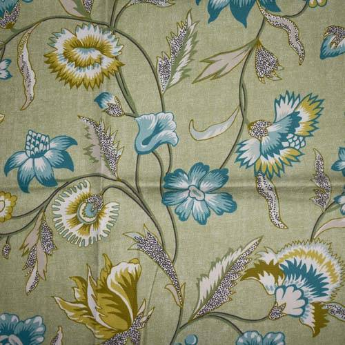 Herbal Green/Multi Floral Printed Twill Home Decor Fabric DFW58915