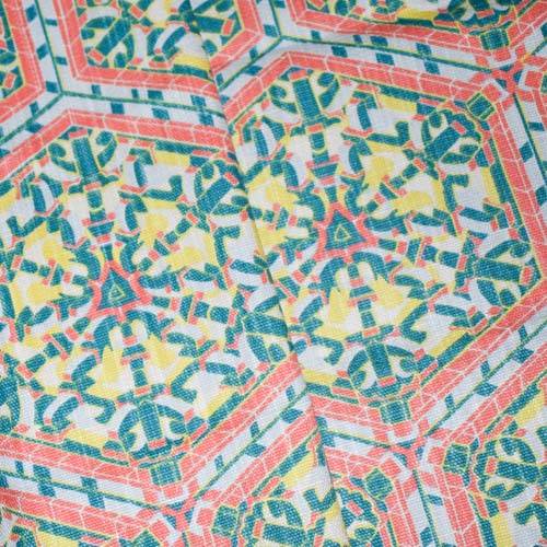 Teal/Orange/Multi Hexagon Printed Canvas Decorating Fabric DFW58941