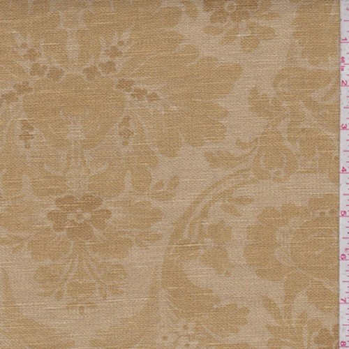 Antique Gold Floral Scroll Linen Canvas