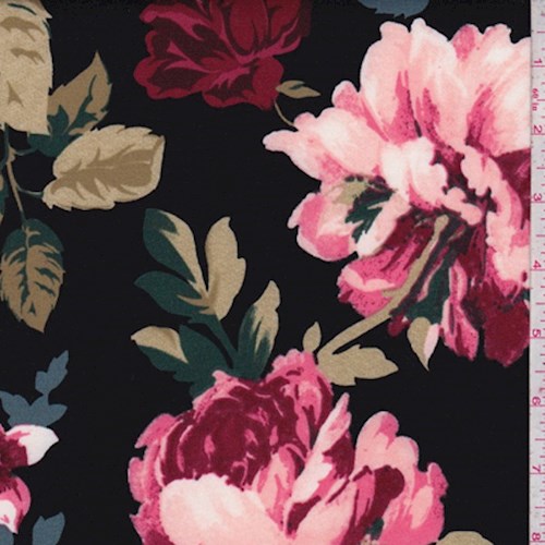 Black/Slate Multi Floral Scuba Knit