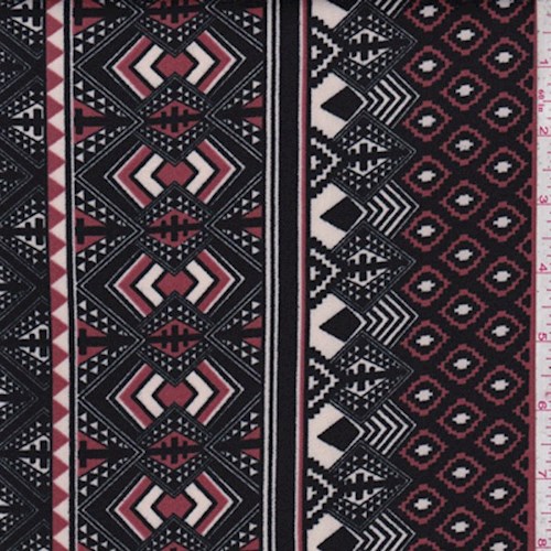 Black/Brick Tribal Stripe Scuba Knit