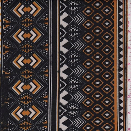 Black/Gold Tribal Stripe Scuba Knit