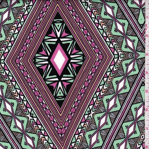 Mint/Fuchsia Deco Diamond Scuba Knit