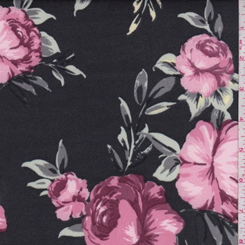 Dusty Black/Mauve Floral Scuba Knit - 87322 Fabric Depot