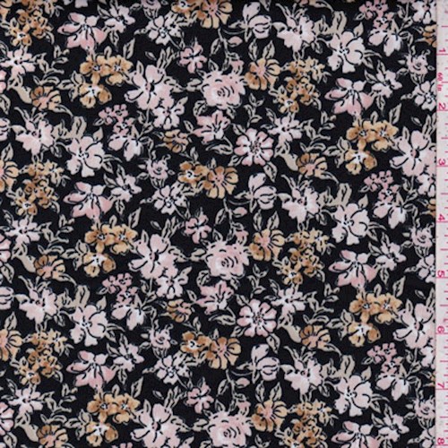 Black/Blush/Bronze Floral Scuba Knit