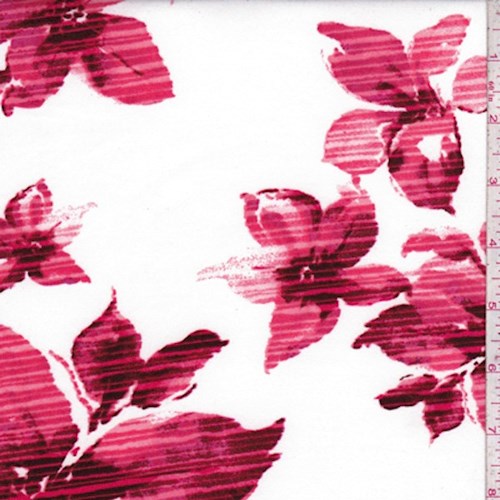 White/Ruby Static Floral Scuba Knit