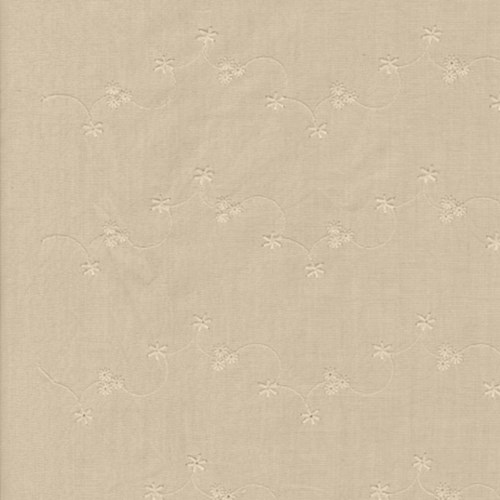 Dark Beige Embroidered Floral Cotton