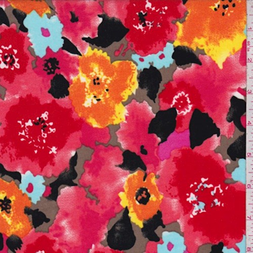 Pink/Orange/Red Multi Floral ITY Jersey Knit