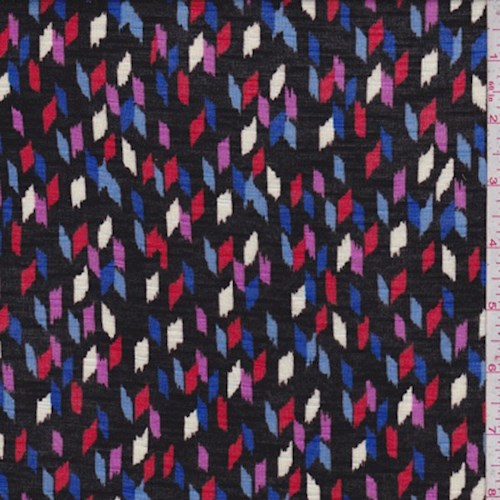 Black/Blue/Red Confetti Rayon Jersey Knit 87199 Fashion Fabrics