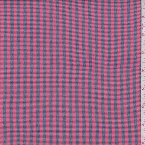 Melon Pink/Denim Stripe Rib Knit