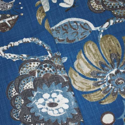 Blue/Multi Braemore Floral Printed Basketweave Decor Fabric
