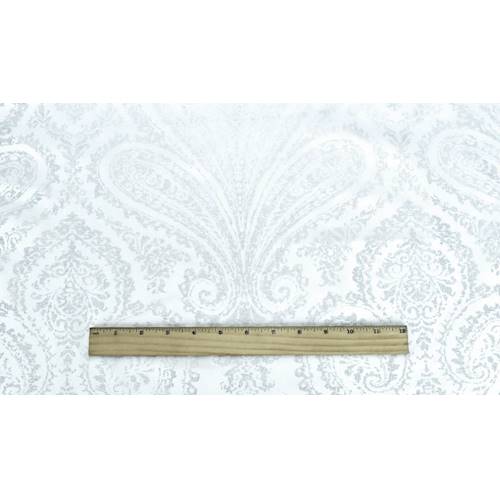 *3 YD PC--White/Silver Paisley Print Rib Woven Home Decorating Fabric